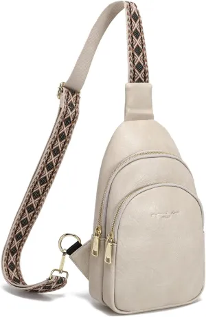 INICAT Crossbody Sling Bags Fanny Packs Leather Purses Chest Bag for Women