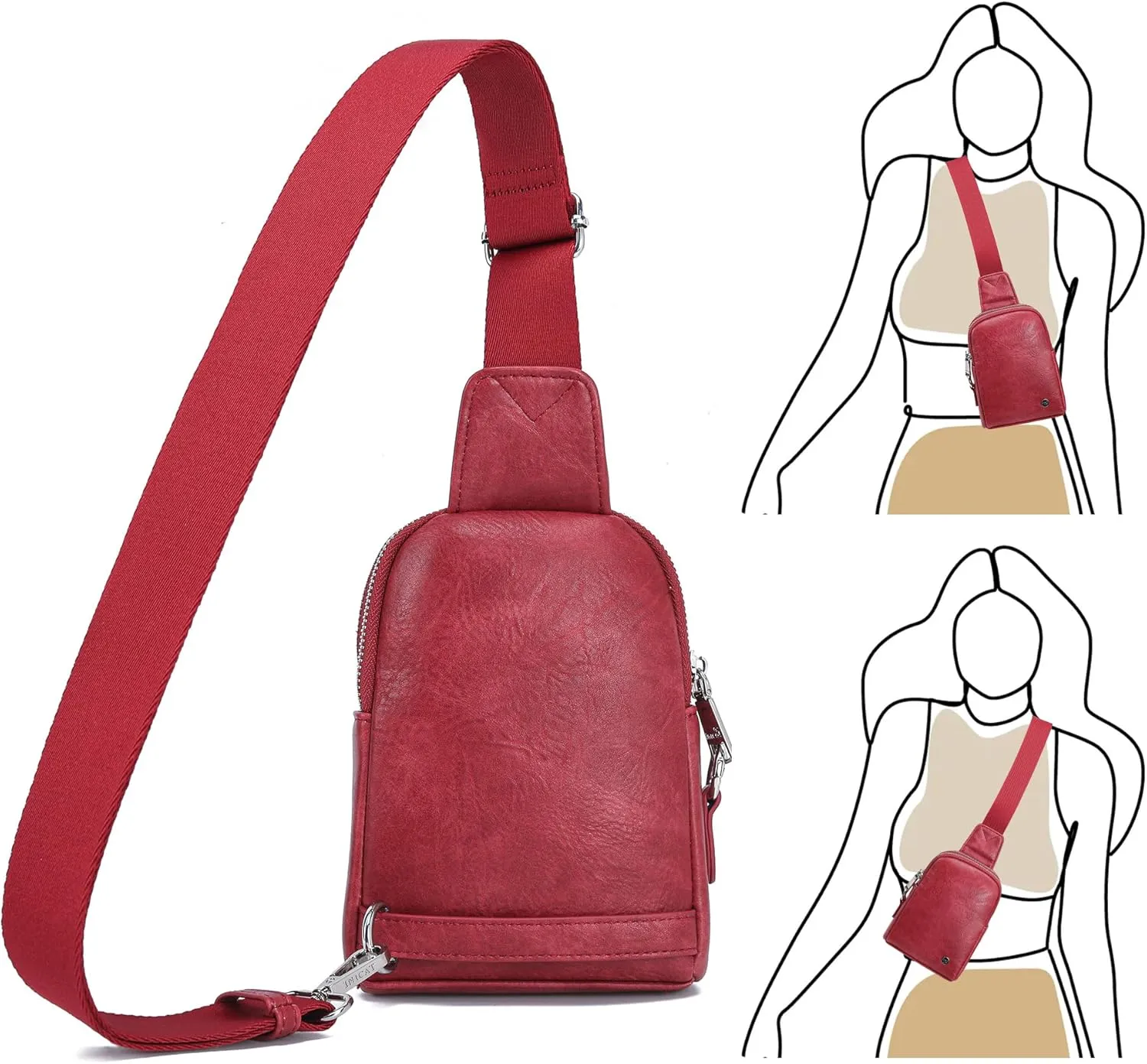 INICAT Travel Small Sling Bag Leather Crossbody Bags for Women Fanny Packs Cross Body Bag for Woman Cross Body Purses
