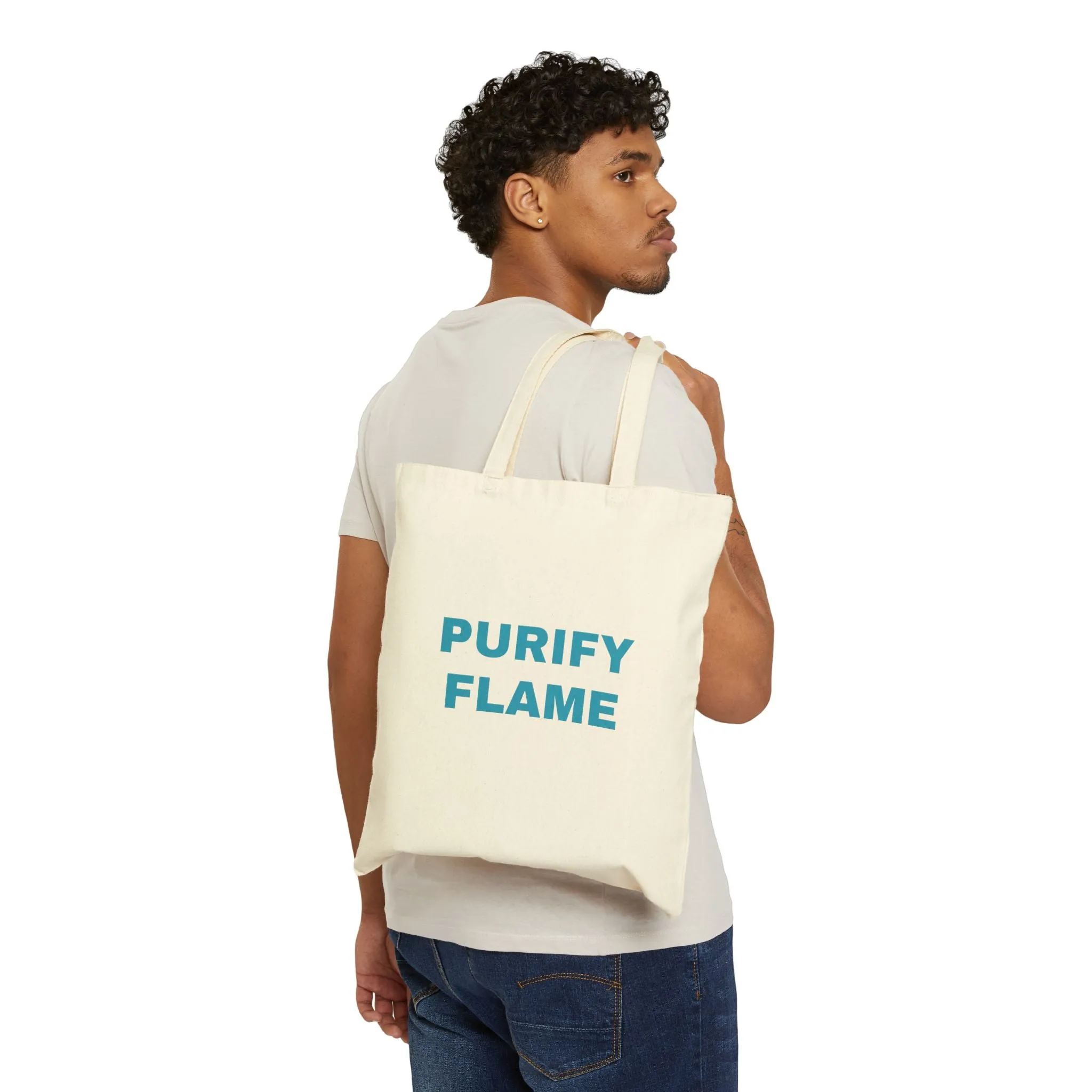 Inspirational Cotton Canvas Tote Bag - "Purify Flame" Design