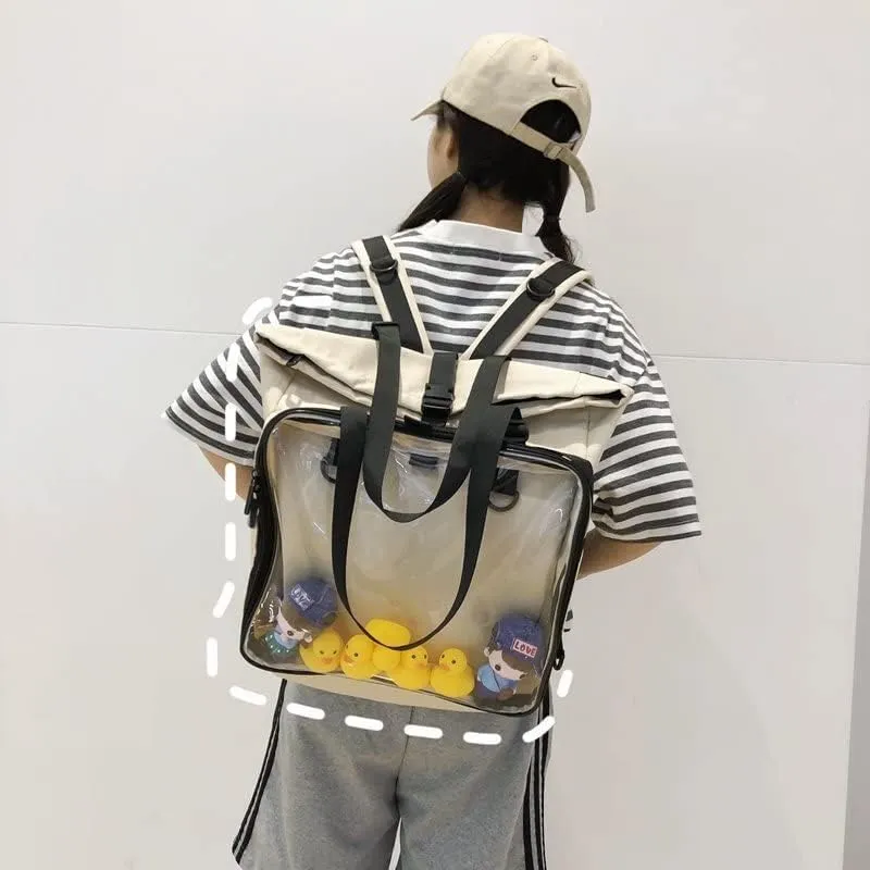 Ita Bag Backpack Kawaii Cute Pin Display Large Tote Bag Messenger Japanese Transparent Clear Shoulder Bags