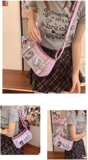 Ita Bag Crossbody Y2k Purse Coquette Anime Itabags Handbag Shoulder Bag Grunge Pin Display Bag Lolita Purse Cutecore (Purple)