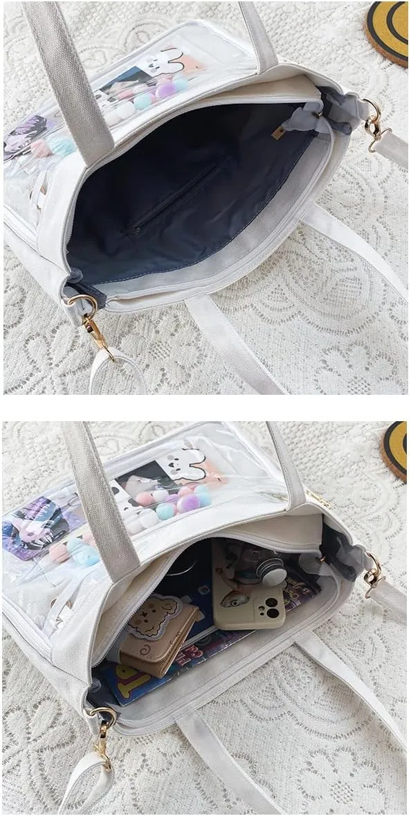 Ita Bag Tote Bag Crossbody Kawaii Cute Pin Display Bag Messenger Japanese Transparent Clear Shoulder Bags