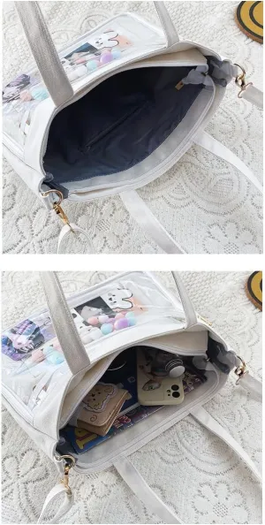 Ita Bag Tote Bag Crossbody Kawaii Cute Pin Display Bag Messenger Japanese Transparent Clear Shoulder Bags