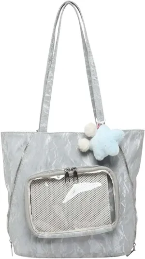 Itabag badge display bag with star pendant that can be carried on both shoulders, suitable for daily wear and fashion shows