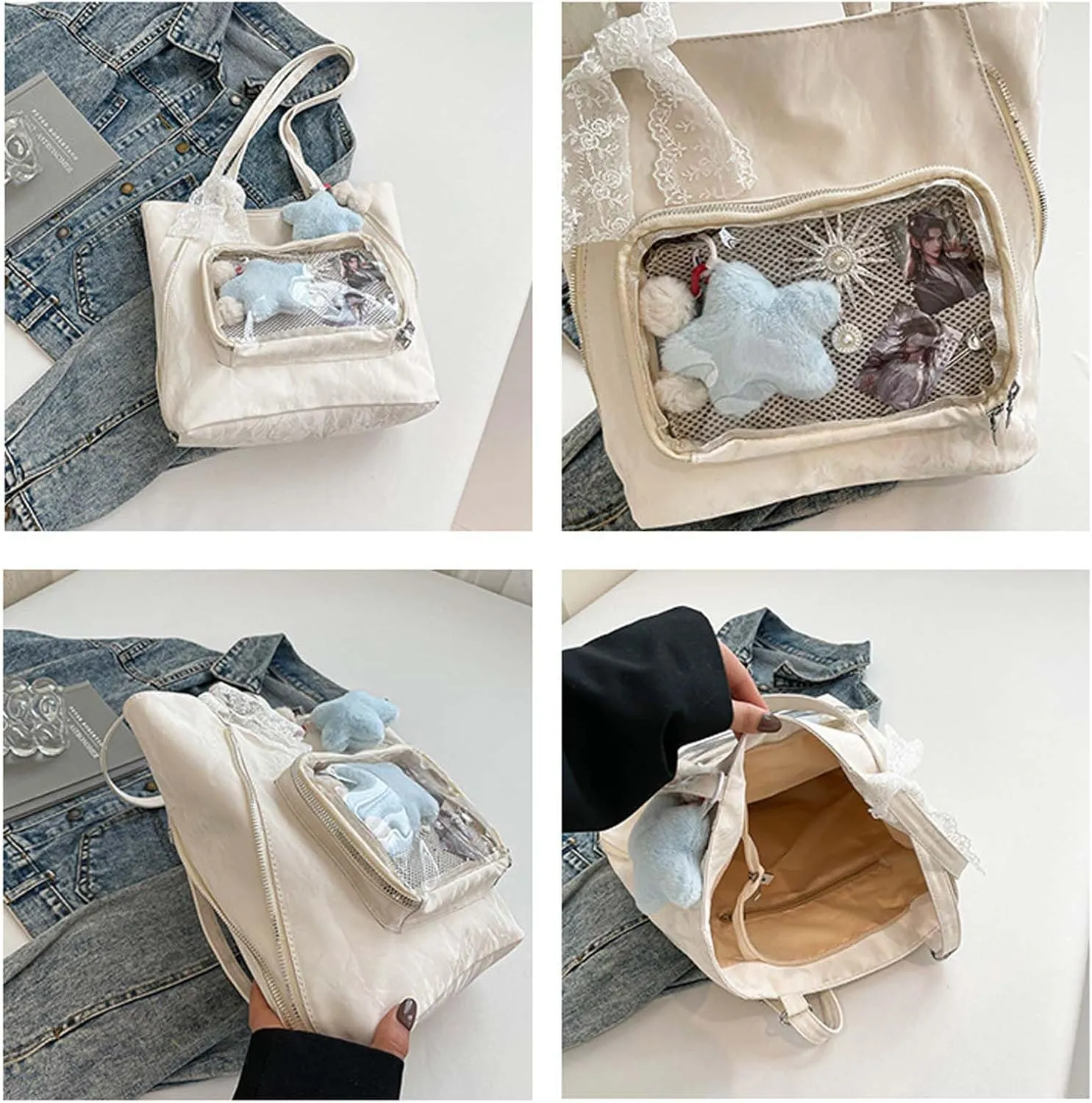 Itabag badge display bag with star pendant that can be carried on both shoulders, suitable for daily wear and fashion shows