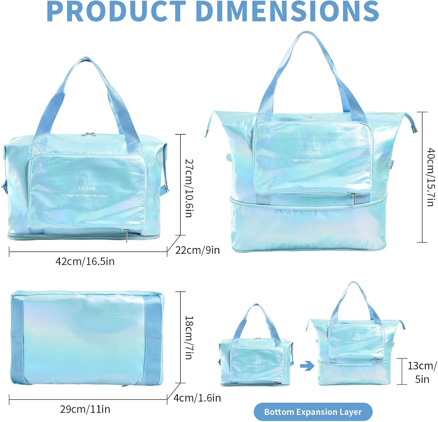 IwIeIaIrI Travel Sports Duffel Bags Gym Bag for Women Weekender Bags Carry On Duffel Bag with Shoe Compartment Weekender Overnight Bag with Wet Pocket Foldable Travel Tote Bag Blue