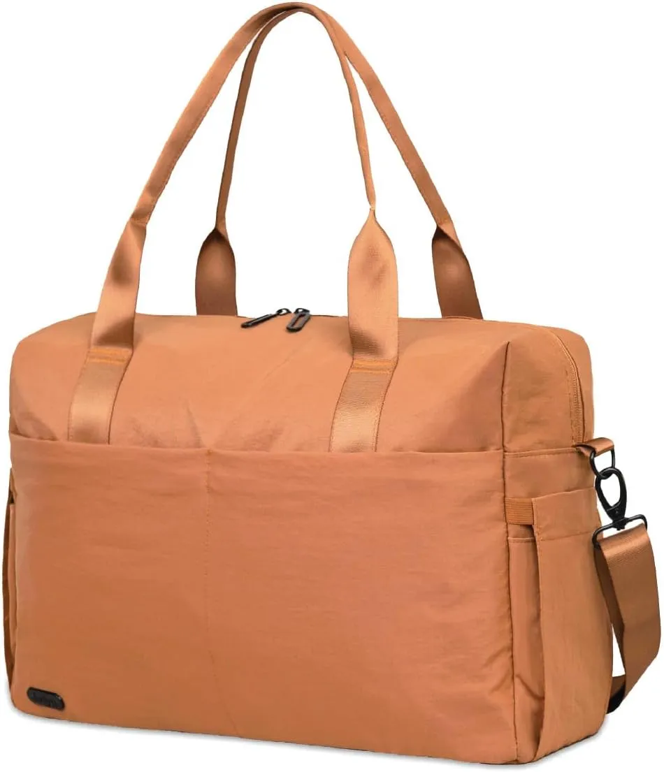 Jadyn Austin Carry-On Travel Duffel Bag for Women, 18” Weekender Bag with Laptop Sleeve, Durable Material, and Trolley Sleeve, Ideal for Work, Gym, and Overnight Trips (Terracotta)