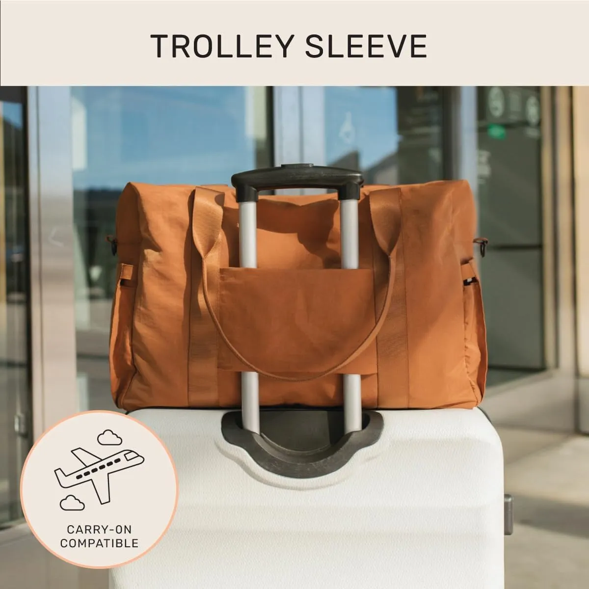 Jadyn Austin Carry-On Travel Duffel Bag for Women, 18” Weekender Bag with Laptop Sleeve, Durable Material, and Trolley Sleeve, Ideal for Work, Gym, and Overnight Trips (Terracotta)