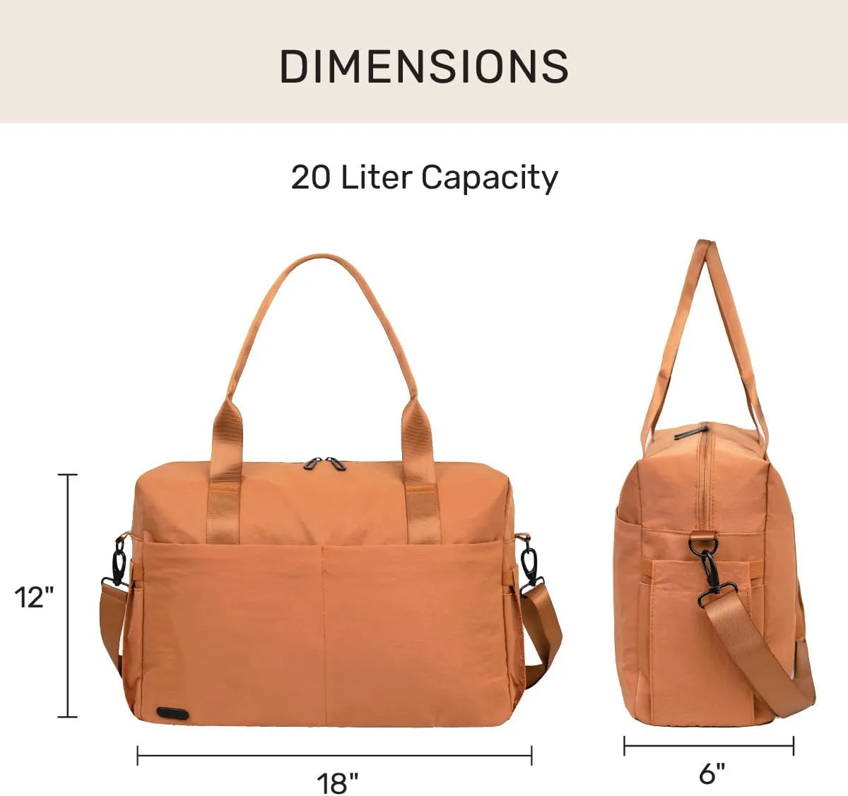 Jadyn Austin Carry-On Travel Duffel Bag for Women, 18” Weekender Bag with Laptop Sleeve, Durable Material, and Trolley Sleeve, Ideal for Work, Gym, and Overnight Trips (Terracotta)