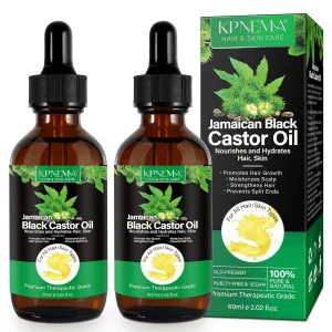 Jamaican Black Castor Oil for Hair Growth, 2 Packs Multipurpose Cold Pressed 100% Natural Castor Oil for Hair and Skin Care