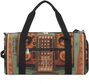 Jazz Music Equipment with Vintage Background Gym Bag for Men Women Water Resistant Duffle Bag Travel Lightweight Bag for Travel Sports