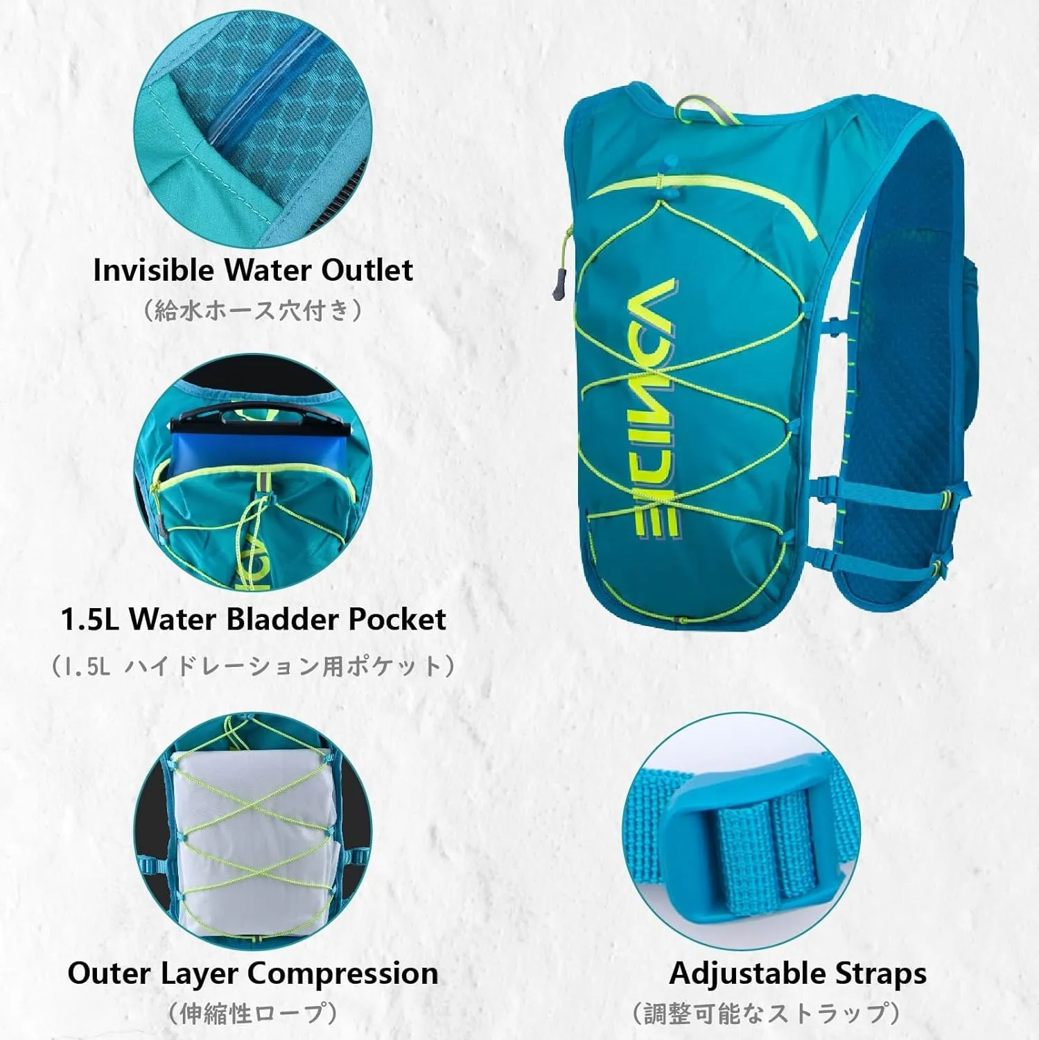 JEELAD Running Hydration Vest Trail Running Backpack BPA-Free Leak-Proof Running Water Bottles for Marathon Biking Hiking Cycling Outdoor