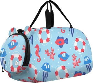 Jellyfish Seahorse Coral Fish Duffel Bags for Boys Small Gym Bags for Teens Dance Bag for Girls