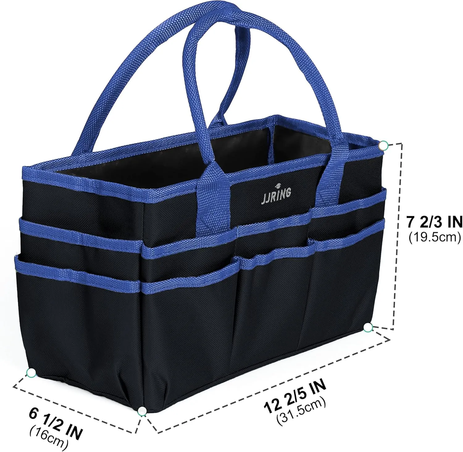 Jjring Craft and Art Organizer Tote Bag - 600D Blue Nylon Fabric Art Caddy with Pockets - for Art, Craft, Sewing, Medical, and Office Supplies Storage