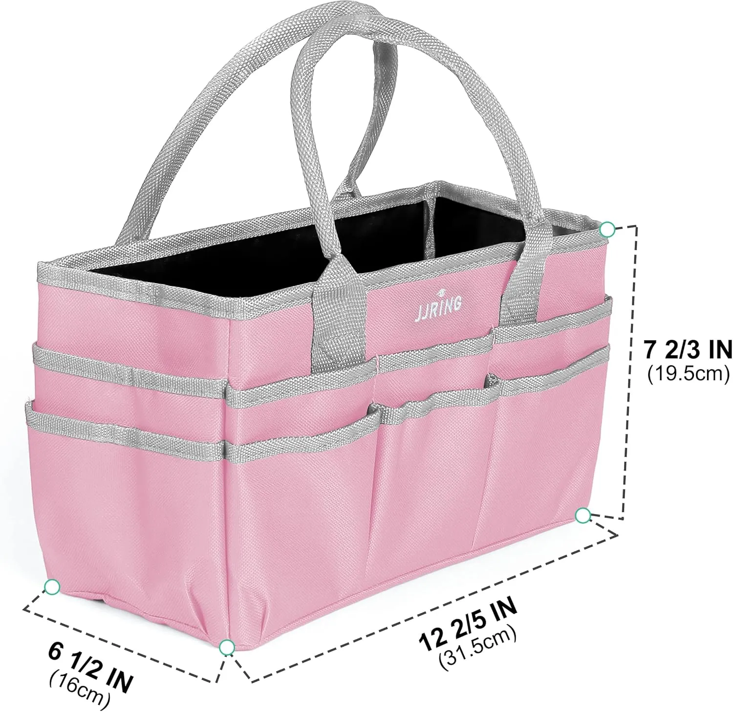 JJRING Craft and Art Tote - 600D Pink Nylon Fabric Art Sewing Organizer Bag with Pockets - for Craft, Scrapbooking, Medical, and Office Supplies Storage