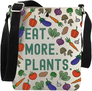 JNIAP Vegetarian Gift Eat More Plants Crossbody Bag Veggie Lover Gift For Foodie