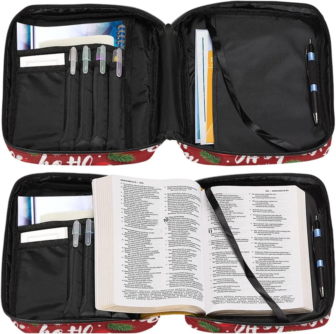 JooMeryer Bible Cover for Wpmen Men Christmas Cat Green Christmas Grassy Printed Carrying Bookcase Church Bag Bible Case Bible Protective,Christmas Cat HO
