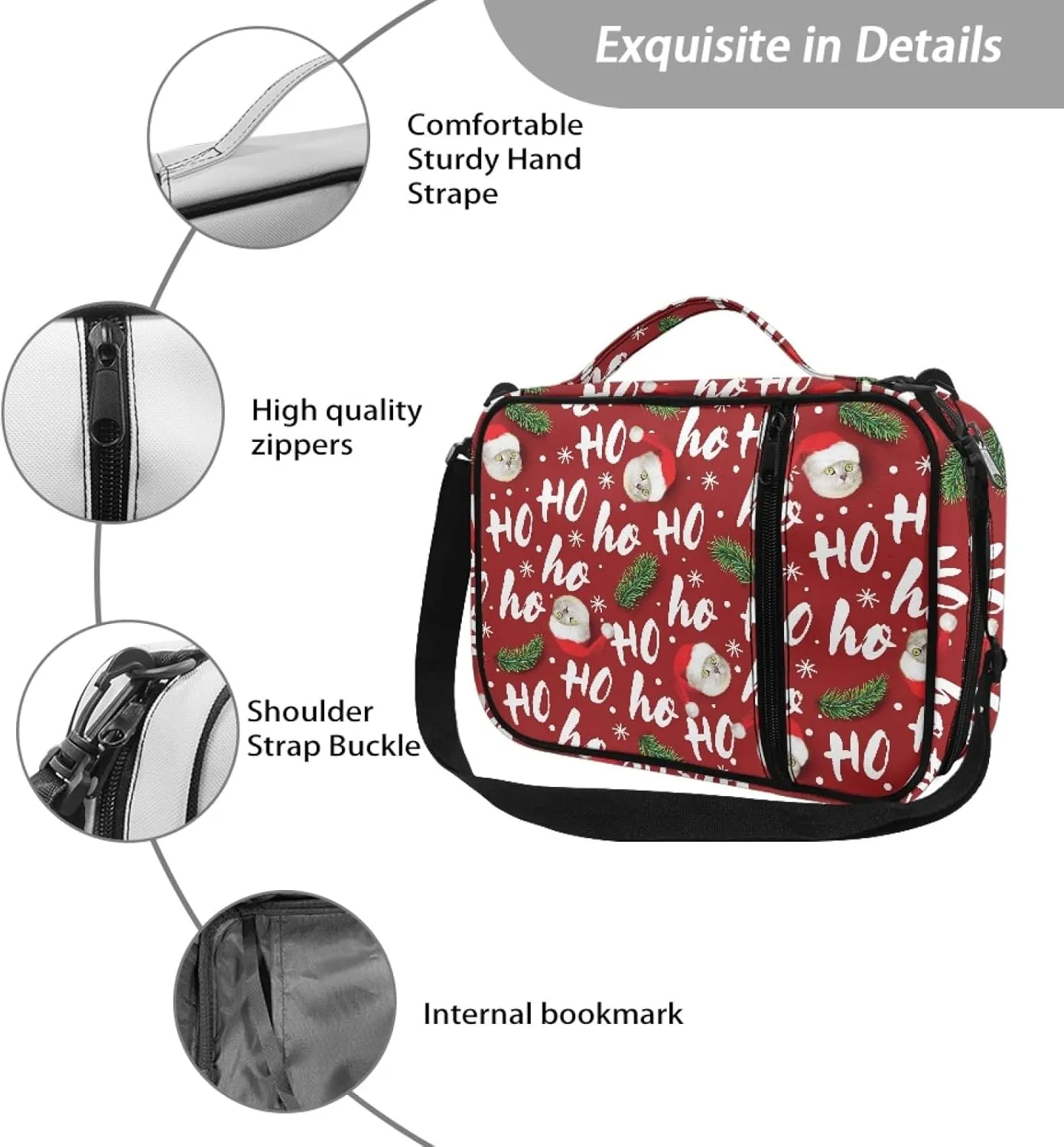 JooMeryer Bible Cover for Wpmen Men Christmas Cat Green Christmas Grassy Printed Carrying Bookcase Church Bag Bible Case Bible Protective,Christmas Cat HO