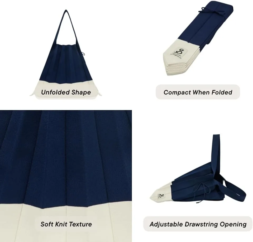 JOSEPH & STACEY Lucky Pleats Knit Bag Mix L | Sustainable Foldable Women's Tote Bag | Lightweight Minimalist Everyday Bag