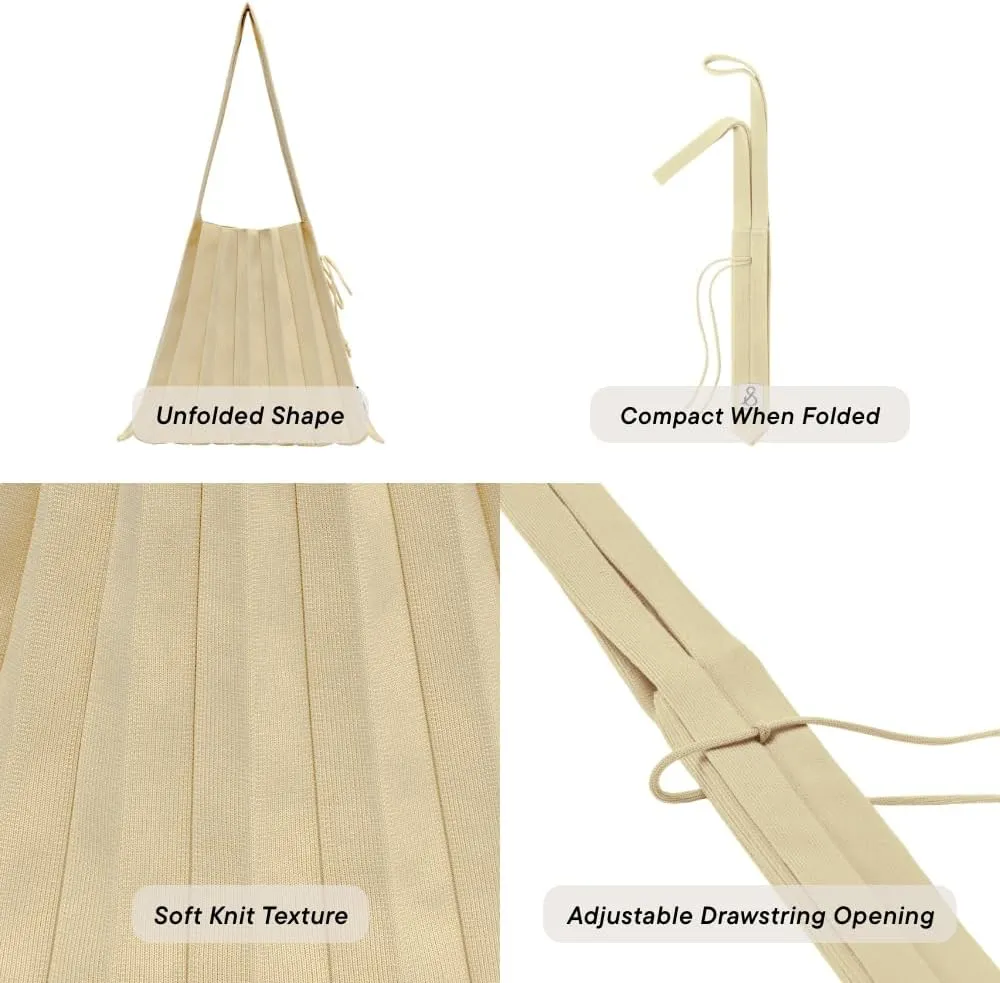JOSEPH & STACEY Lucky Pleats Knit Bag Solid M | Sustainable Foldable Women's Tote Bag | Lightweight Minimalist Everyday Bag