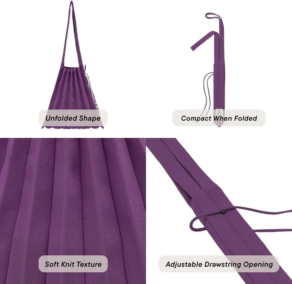JOSEPH & STACEY Lucky Pleats Knit Bag Solid M | Sustainable Foldable Women's Tote Bag | Lightweight Minimalist Everyday Bag