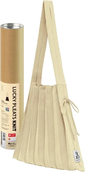 JOSEPH & STACEY Lucky Pleats Knit Bag Solid M | Sustainable Foldable Women's Tote Bag | Lightweight Minimalist Everyday Bag
