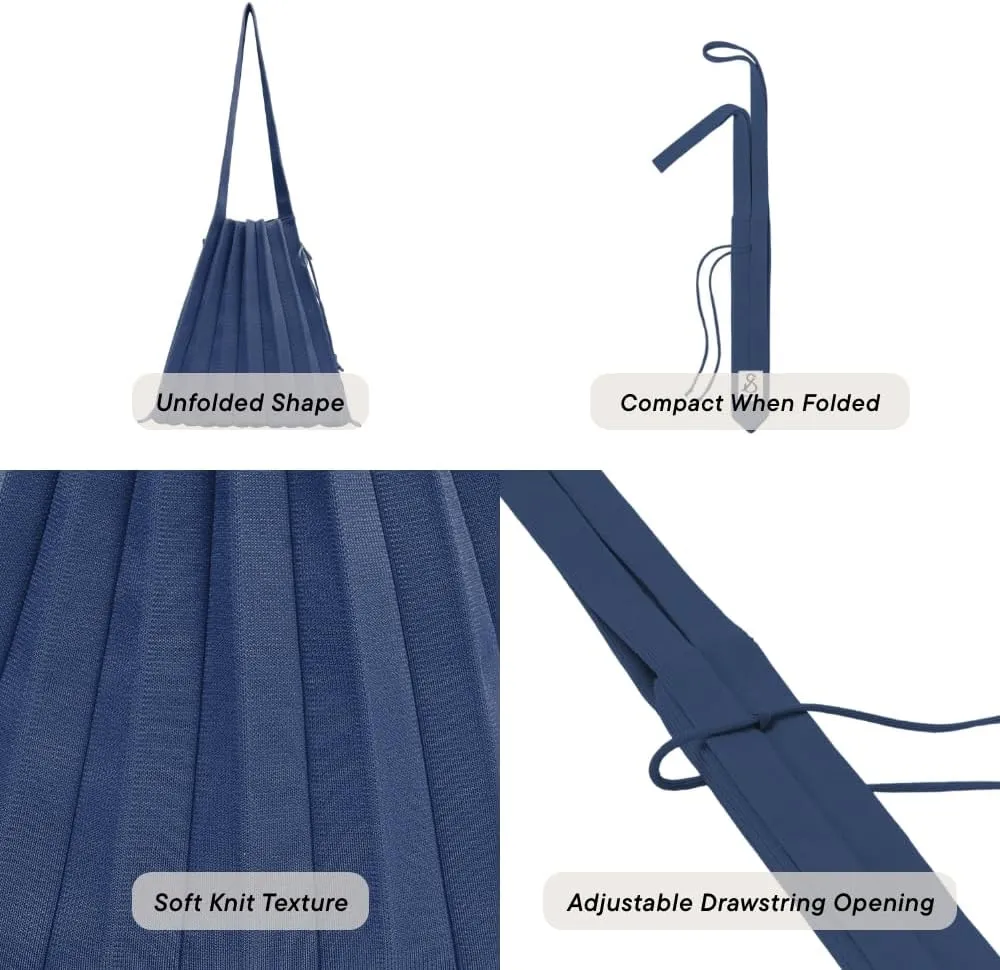 JOSEPH & STACEY Lucky Pleats Knit Bag Solid M | Sustainable Foldable Women's Tote Bag | Lightweight Minimalist Everyday Bag