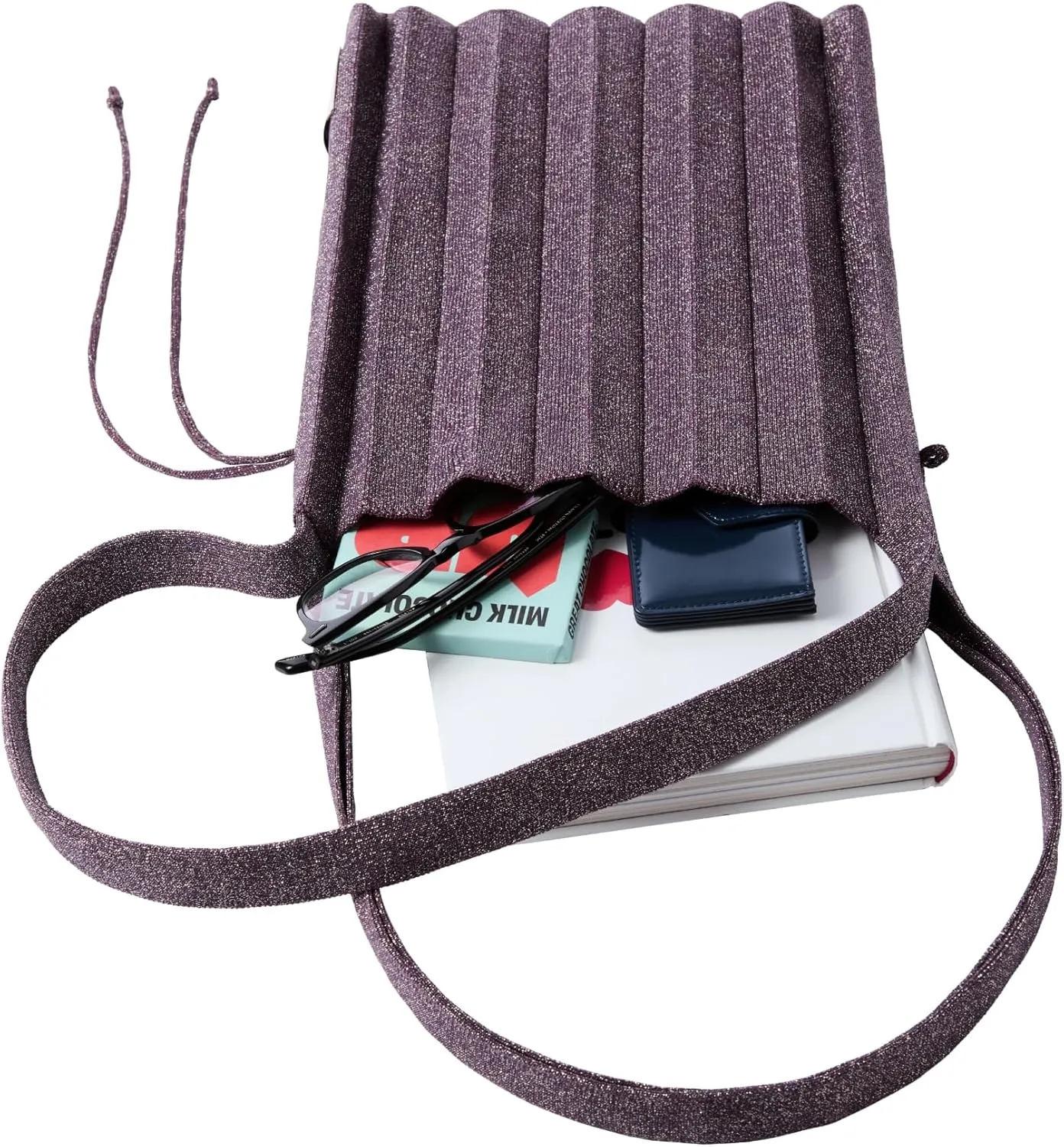 JOSEPH & STACEY Lucky Pleats Knit Bag Solid M | Sustainable Foldable Women's Tote Bag | Lightweight Minimalist Everyday Bag