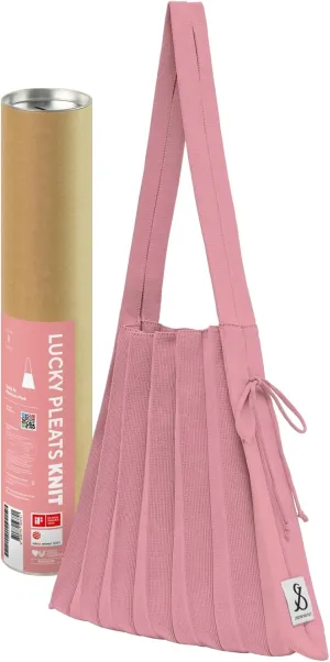 JOSEPH & STACEY Lucky Pleats Knit Bag Solid M | Sustainable Foldable Women's Tote Bag | Lightweight Minimalist Everyday Bag