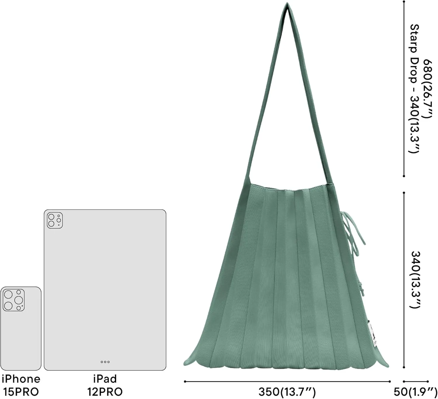 JOSEPH & STACEY Lucky Pleats Knit Bag Solid M | Sustainable Foldable Women's Tote Bag | Lightweight Minimalist Everyday Bag
