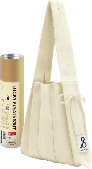 JOSEPH & STACEY Lucky Pleats Knit Bag Solid S | Sustainable Foldable Women's Tote Bag | Lightweight Minimalist Everyday Bag