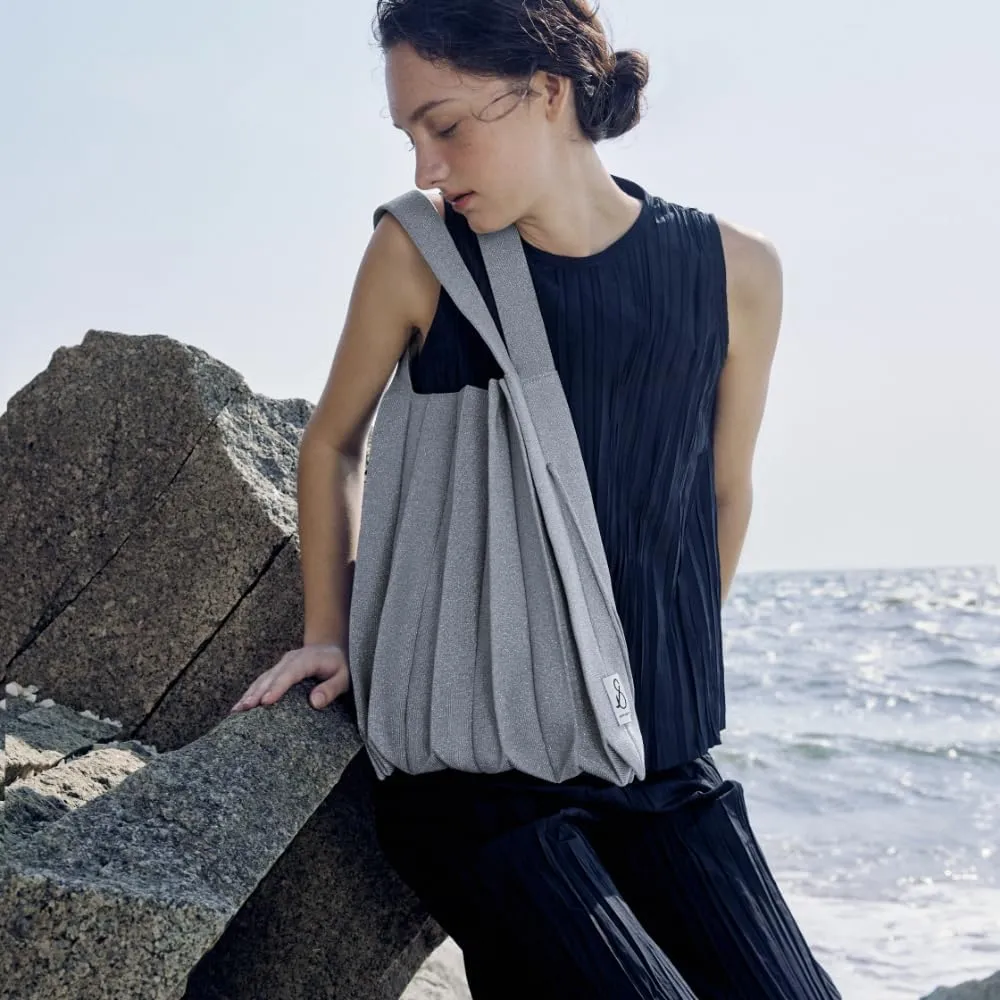 JOSEPH & STACEY Lucky Pleats Knit Bag Starry M | Sustainable Foldable Women's Tote Bag | Lightweight Minimalist Everyday Bag