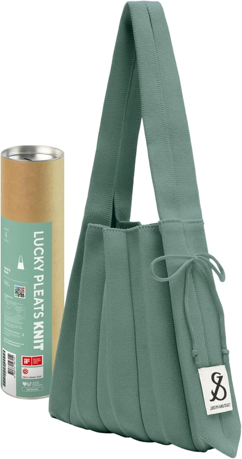 JOSEPH & STACEY Lucky Pleats Knit BagSolid S | Sustainable Foldable Women's Tote Bag | Lightweight Minimalist Everyday Bag