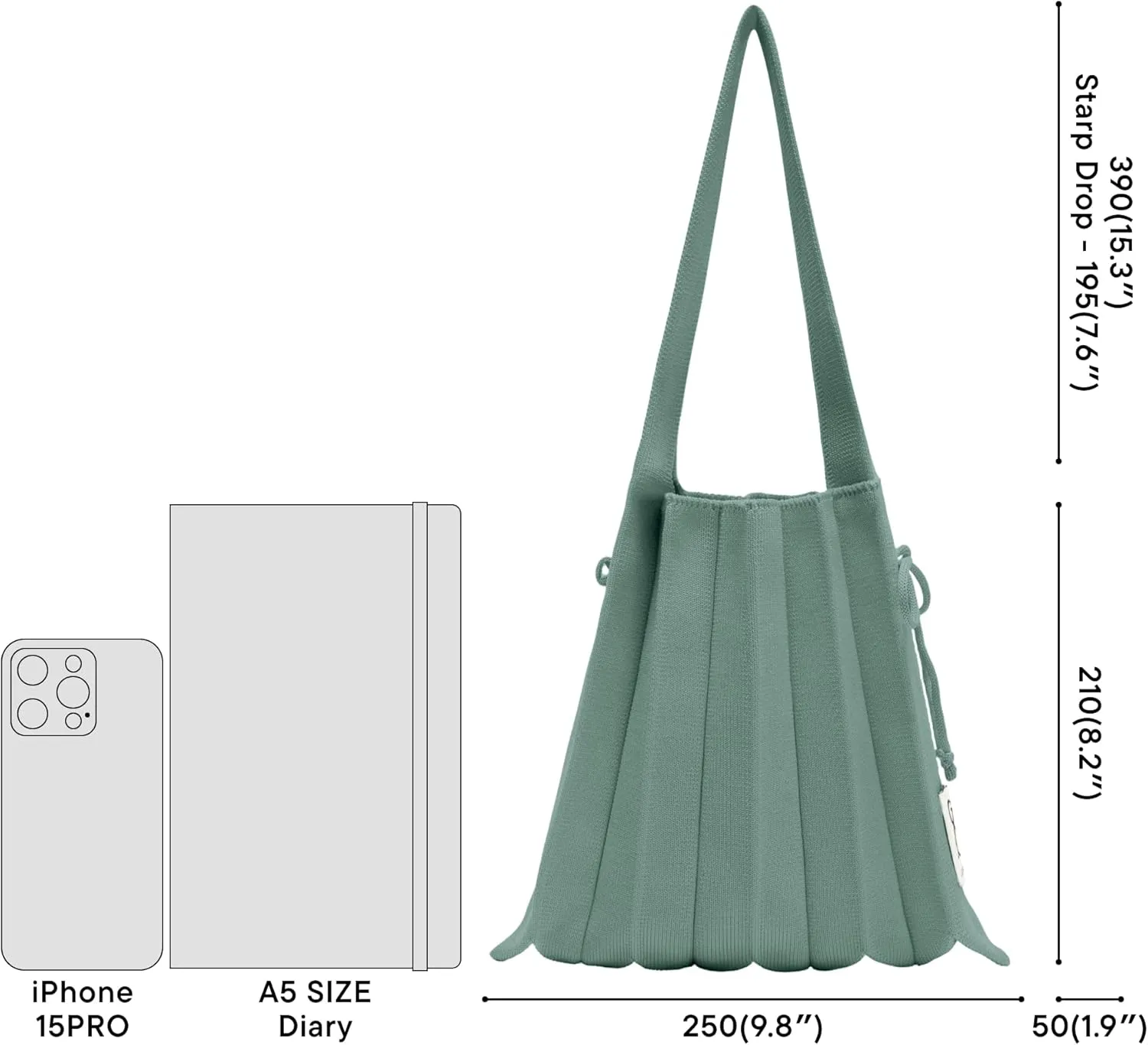 JOSEPH & STACEY Lucky Pleats Knit BagSolid S | Sustainable Foldable Women's Tote Bag | Lightweight Minimalist Everyday Bag
