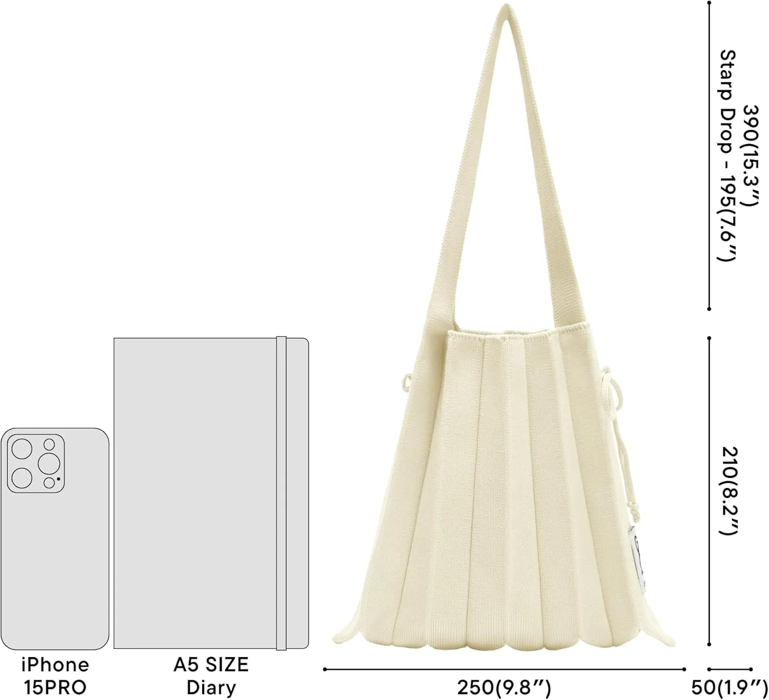 JOSEPH & STACEY Lucky Pleats Knit BagSolid S | Sustainable Foldable Women's Tote Bag | Lightweight Minimalist Everyday Bag