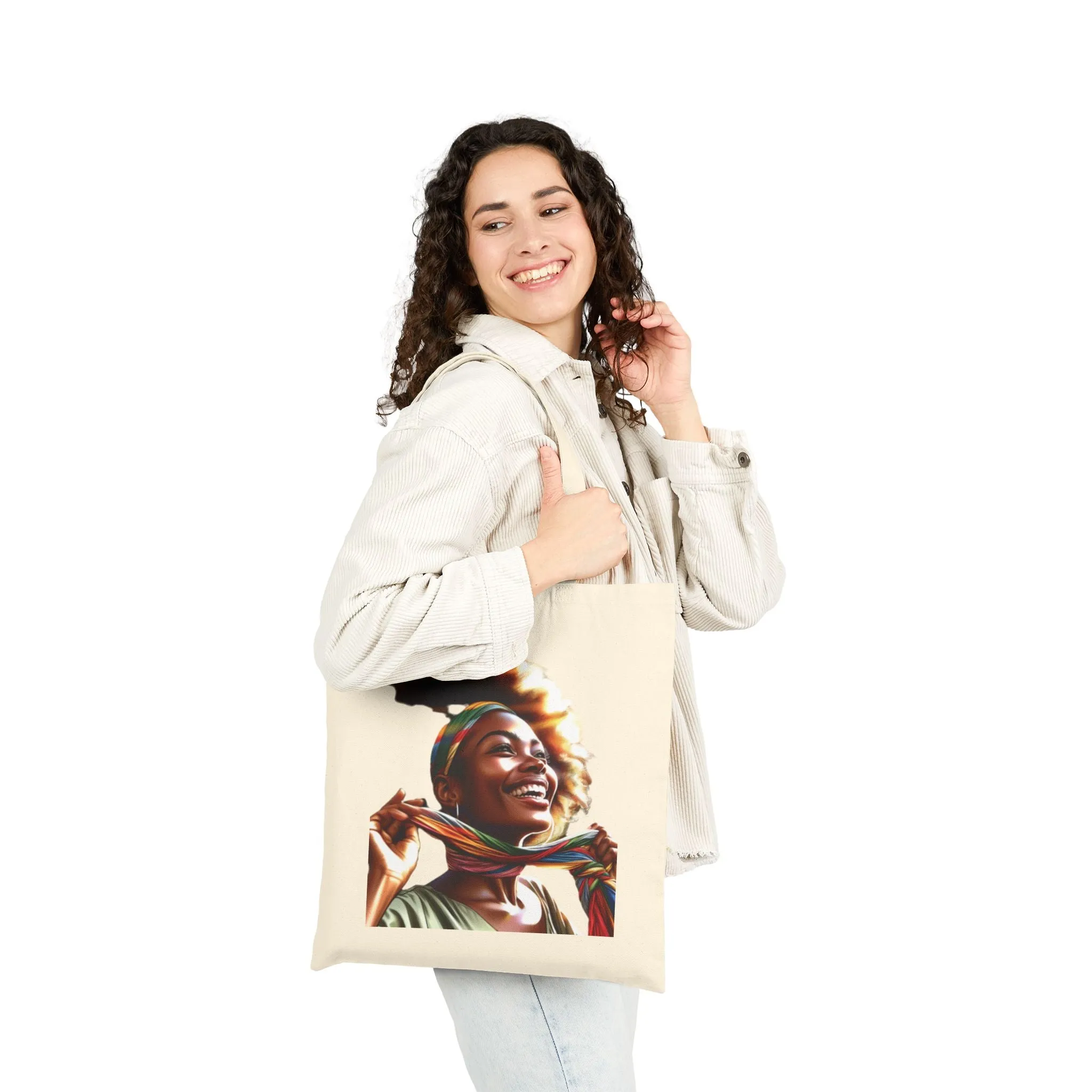 Joyful Empowerment Cotton Canvas Tote Bag - Sustainable Style for Everyday Adventures