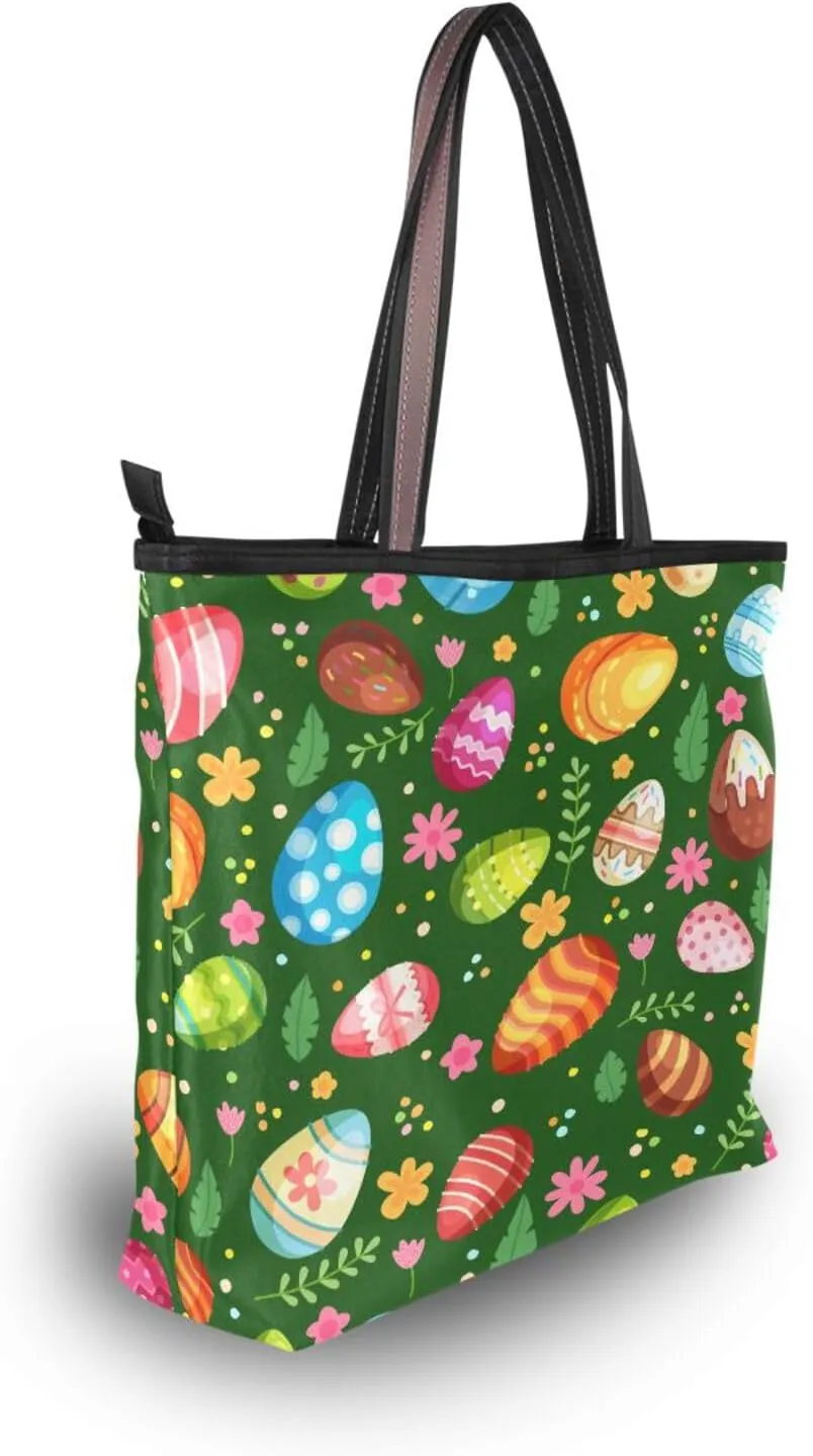 JSTEL Tote Bag for Women with Zipper,Polyester Tote Purse Holiday Tote Bag Work Handbag Women Gift