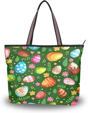 JSTEL Tote Bag for Women with Zipper,Polyester Tote Purse Holiday Tote Bag Work Handbag Women Gift