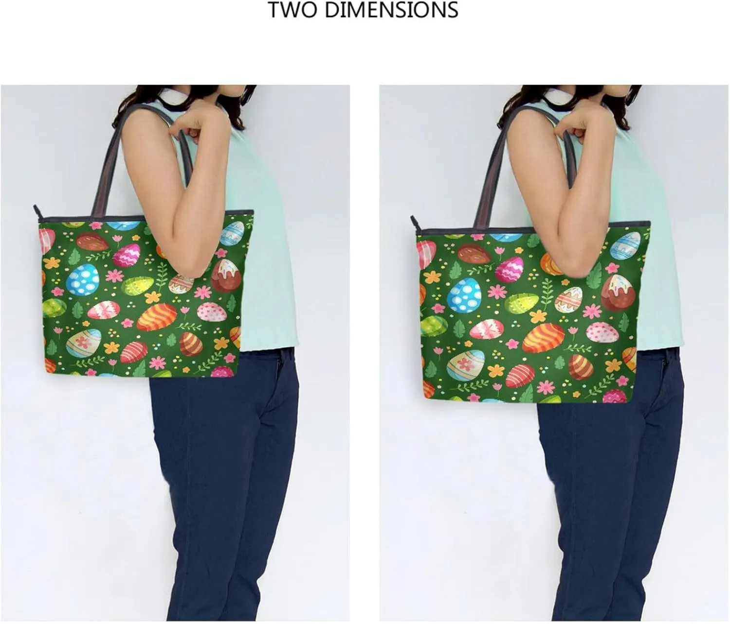 JSTEL Tote Bag for Women with Zipper,Polyester Tote Purse Holiday Tote Bag Work Handbag Women Gift