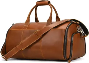 JTKDL Handmade Leather Travel Duffle Bag | Vintage Classic Style with Modern Outlook | Carry On Bag Gifts for Men and Women (Color : A)