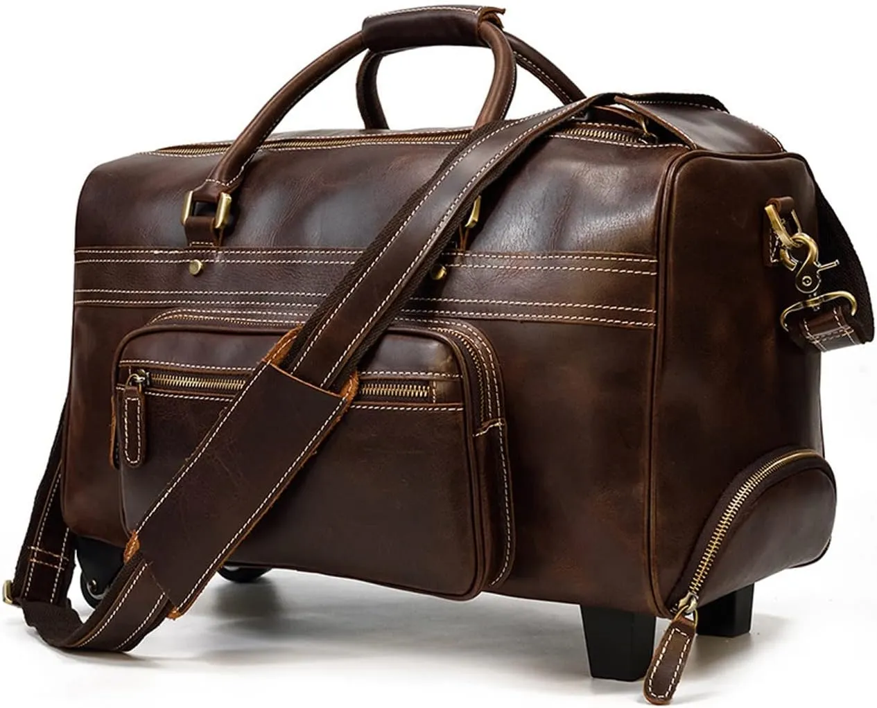 JTKDL Handmade Leather Travel Duffle Bag | Vintage Classic Style with Modern Outlook | High Capacity Carry On Bag for Men and Women, Business Trip Bag