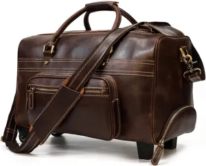 JTKDL Handmade Leather Travel Duffle Bag | Vintage Classic Style with Modern Outlook | High Capacity Carry On Bag for Men and Women, Business Trip Bag