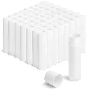 JuLand 100 Packs Empty Lip Balm Tubes Bulk Round BPA Free with Caps for DIY Lipstick homemade, 3/16 Oz (5.5 ml) Leak-Free Empty Lip Balm Containers, White