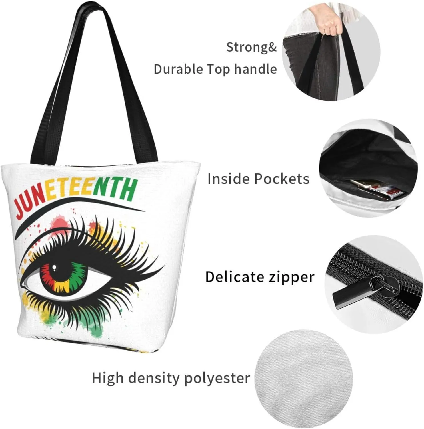 Juneteenth Black Month Lip Kiss Sunflower Women's Tote Bag Lightweight Shopping Handbag Travel Shoulder Bag