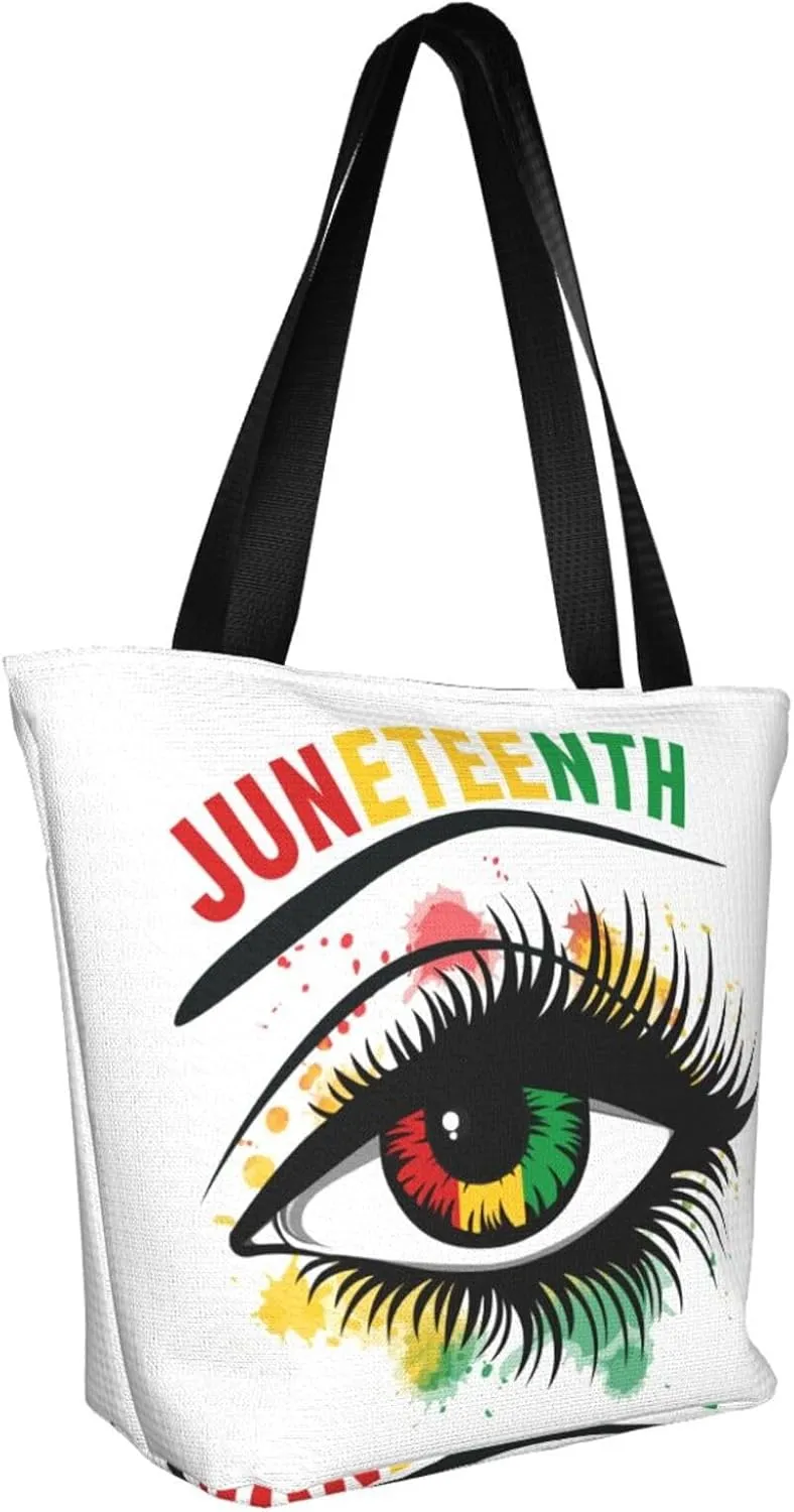 Juneteenth Black Month Lip Kiss Sunflower Women's Tote Bag Lightweight Shopping Handbag Travel Shoulder Bag