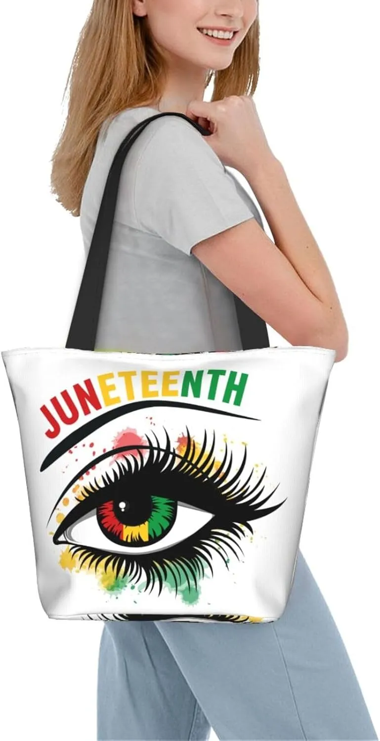 Juneteenth Black Month Lip Kiss Sunflower Women's Tote Bag Lightweight Shopping Handbag Travel Shoulder Bag