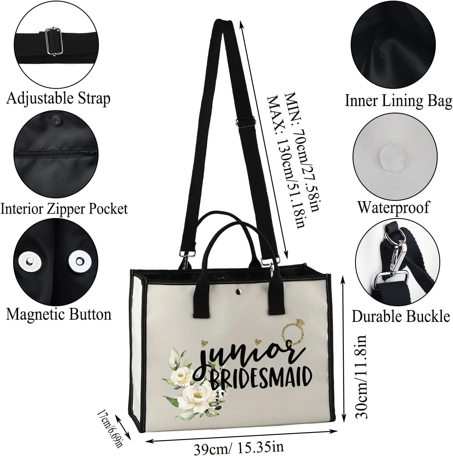 Junior Bridesmaid Gift Junior Bridesmaid Makeup Bag Cosmetic Bag Bridal Party Gifts (Junior Bridesmaid TT)