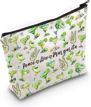 JXGZSO Bartender Gift Peace Love Margarita Cosmetic Bag With Zipper Makeup Bag Margarita Drinking Lover Gift (Peace love margarita Bag)