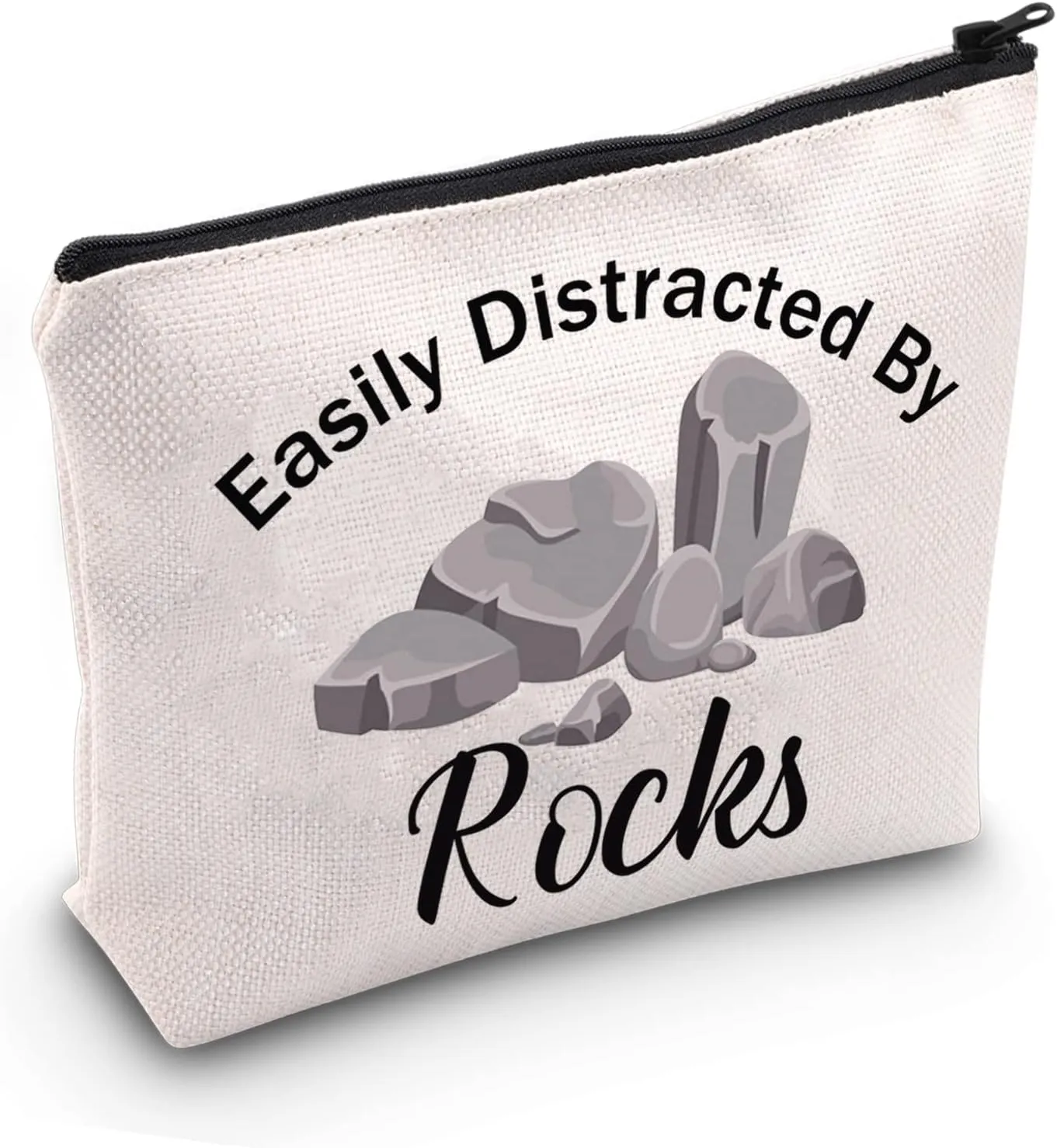 JXGZSO Geology Zipper Pouch Bag Easily Distracted By Rocks Cosmetic Bag Rock Collector Makeup Bag Geology Teacher Gift (Distracted By Rocks BAG)