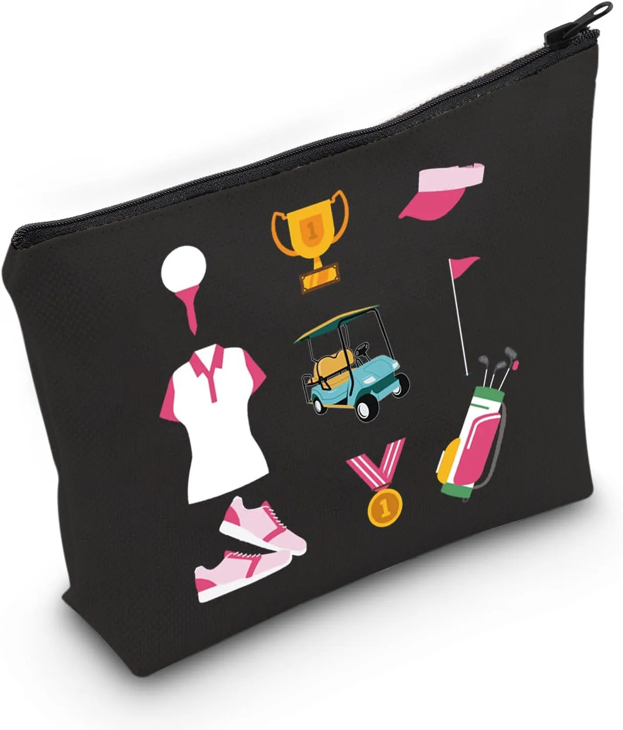 JXGZSO Golf Gifts Golf Zipper Makeup Bag Ladies Golf Cosmetic Bag Golf Player Gifts Golf Lover Gifts for Women Golfers (Golf Elements Bag)